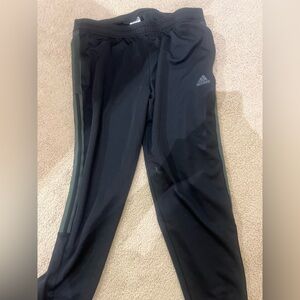 Adidas Black Track Pants with army green accents
